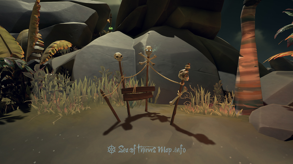 Sea Of Thieves Map - Reading this map a clue you'll see, if at the three skull totem to the South East ye standing be - Riddle Step