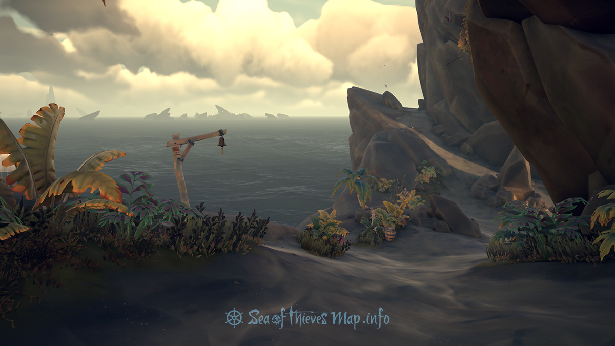 Sea Of Thieves Map - At the bell to the south ye are almost there, 7 paces North-by-North West dig treasure bare - Riddle Step